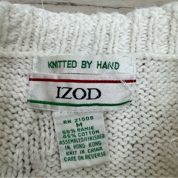 Vintage Izod Nautical Regatta crewneck sweater ropes & flags Sz Medium - Picture 5 of 10